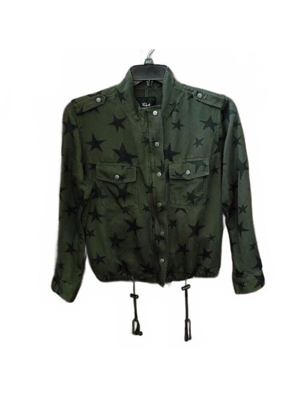 Rails Collins Sage Green Jacket with Black Star Print, Size M